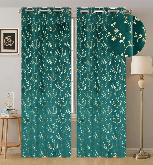Velvet_Eyelet_Curtain_With_Elegant_Foil_Flower_Print_Pack_Of_2