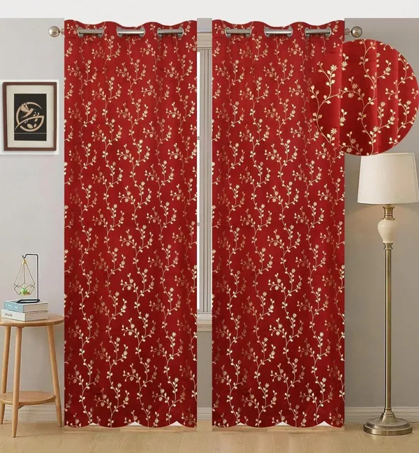 Velvet_Eyelet_Curtain_With_Elegant_Foil_Flower_Print_Pack_Of_2