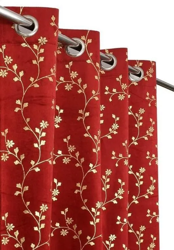 Velvet_Eyelet_Curtain_With_Elegant_Foil_Flower_Print_Pack_Of_2