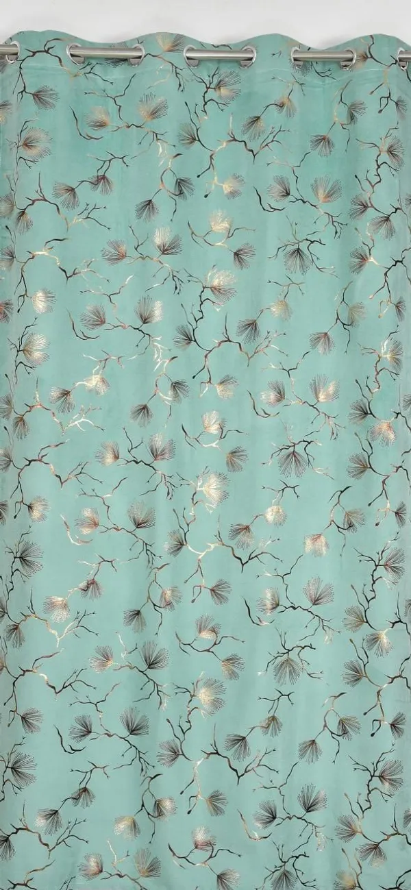Velvet_Eyelet_Curtain_With_Elegant_Foil_Flower_Print_Pack_Of_2