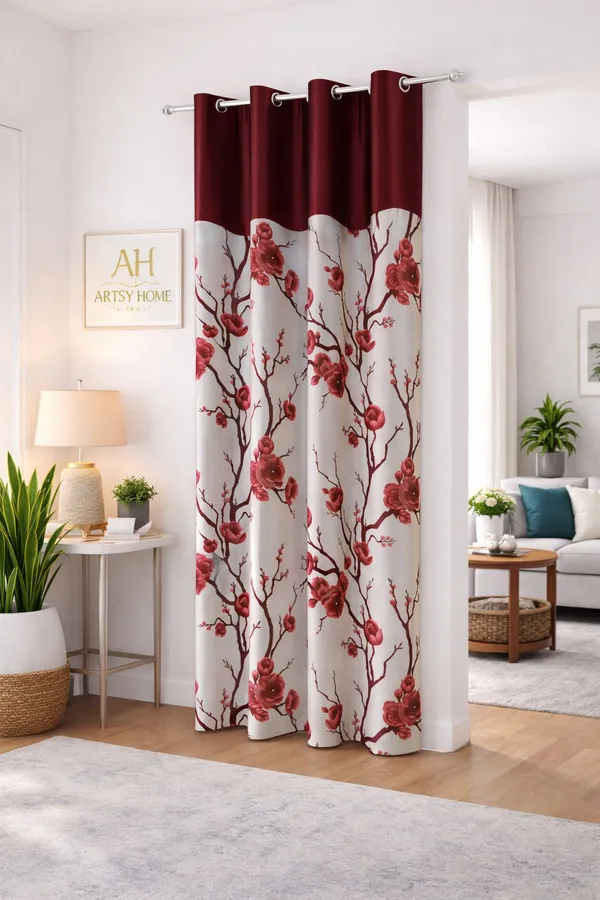 Flower_Printed_Eyelet_Curtain_Pack_Of_1