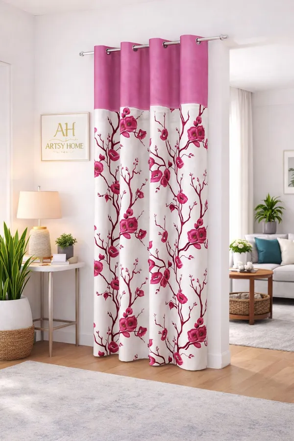 Flower_Printed_Eyelet_Curtain_Pack_Of_1