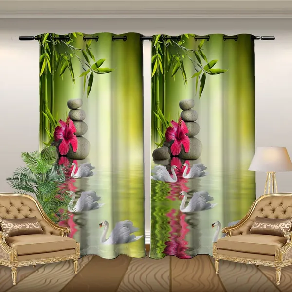 Beautiful_Duck_And_Flower_3D_Print_Curtain