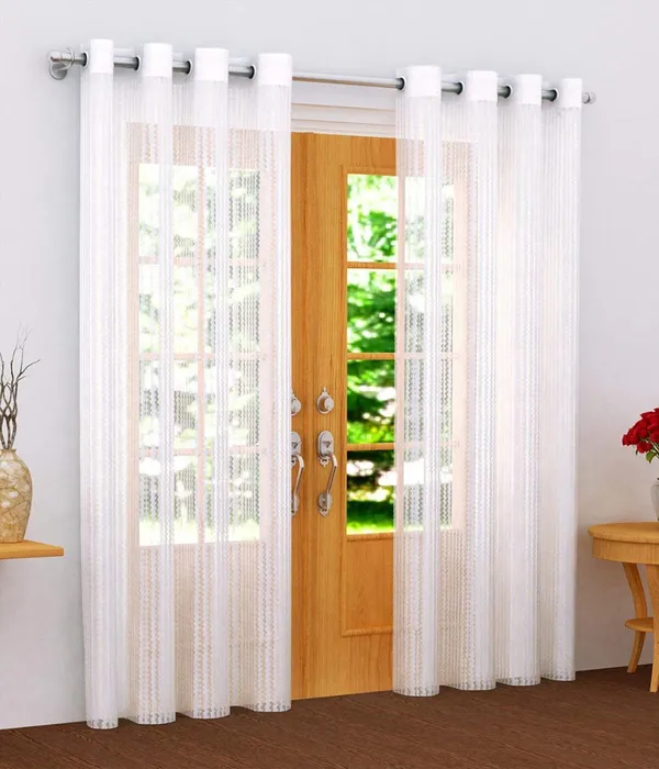 100%_Heavy_Quality_Imported_Tissue_Net_Fabric_Long_Door_Curtains_Set_Of_2