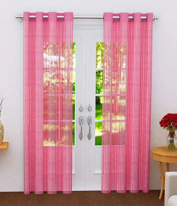 100%_Heavy_Quality_Imported_Tissue_Net_Fabric_Curtains_Set_Of_2