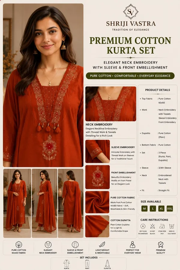 Rust_Brown_Kurti_set_And_Matching_Dupatta__For_Women