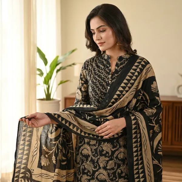 Black_Printed_Kurta__Set_And_Matching_Dupatta