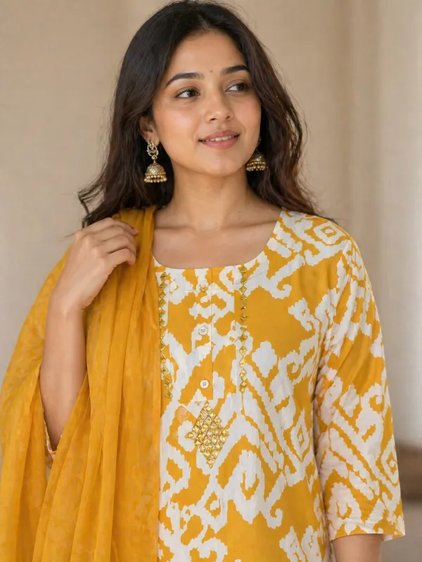 Mustard_Yellow_Floral_Print_Kurti_Palazzo_Set_For_Women