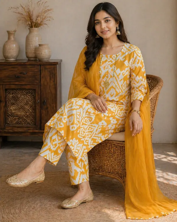 Mustard_Yellow_Floral_Print_Kurti_Palazzo_Set_For_Women