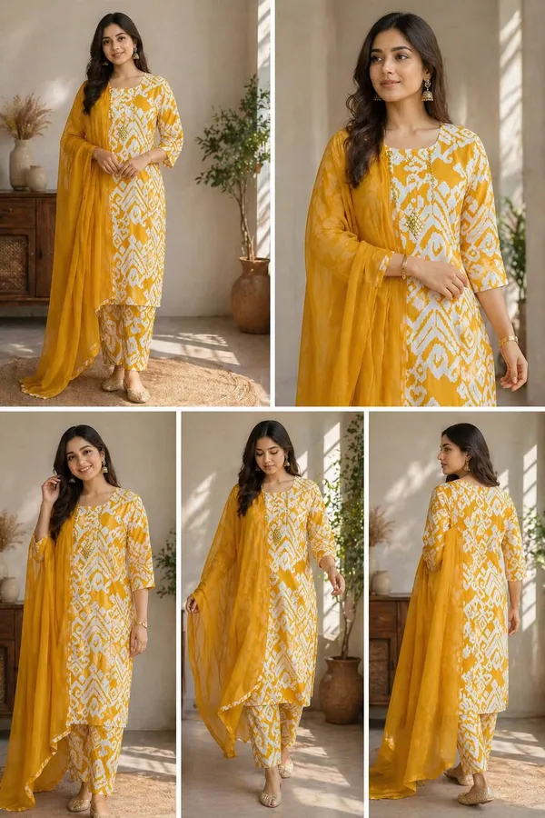 Mustard_Yellow_Floral_Print_Kurti_Palazzo_Set_For_Women
