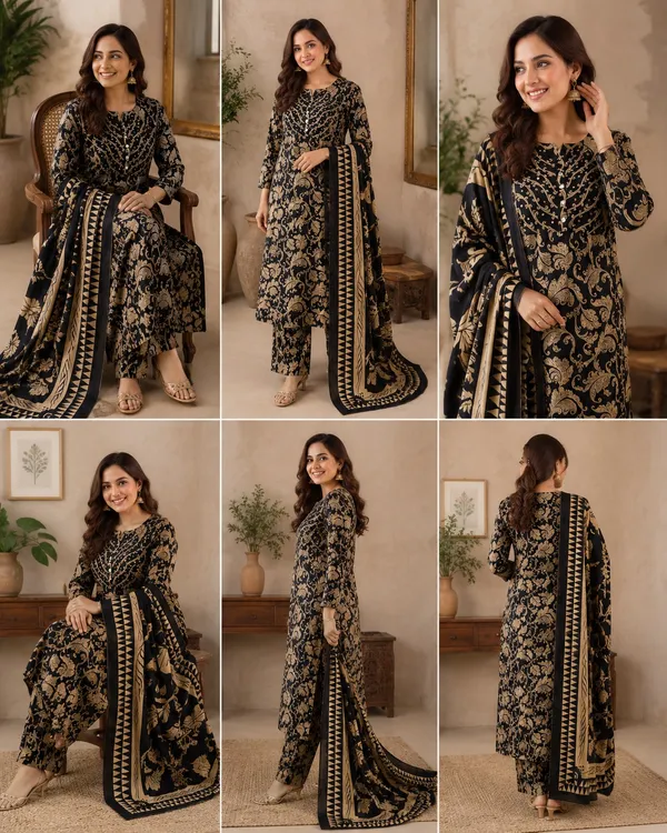Black_Printed_Kurta__Set_And_Matching_Dupatta