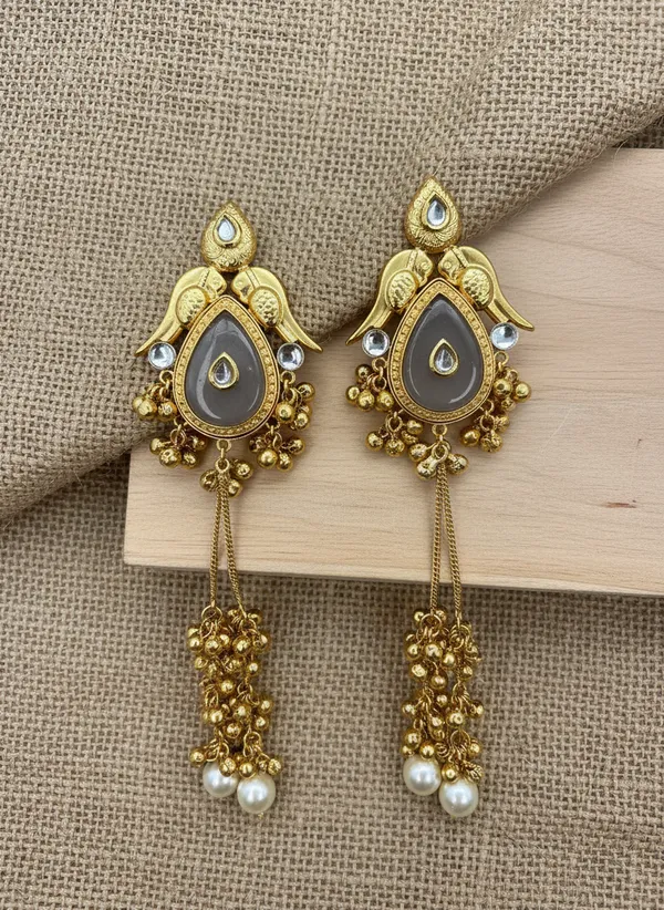 Kashmiri_Earrings_Gold_Plated_Earring_Bird_Motif_Long_Ghungroo