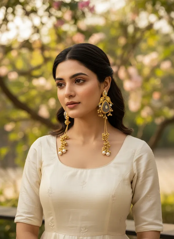 Kashmiri_Earrings_Gold_Plated_Earring_Bird_Motif_Long_Ghungroo