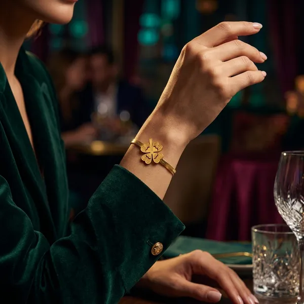 Luxe_Gold_Four-Leaf_Clover_Herringbone_Bracelet