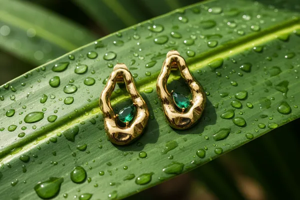 Emerald_Green_Organic_Wavy_Gold_Earrings_-_Anti-Tarnish_Modern_Jewelry