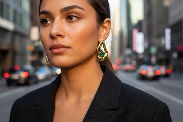 Emerald_Green_Organic_Wavy_Gold_Earrings_-_Anti-Tarnish_Modern_Jewelry
