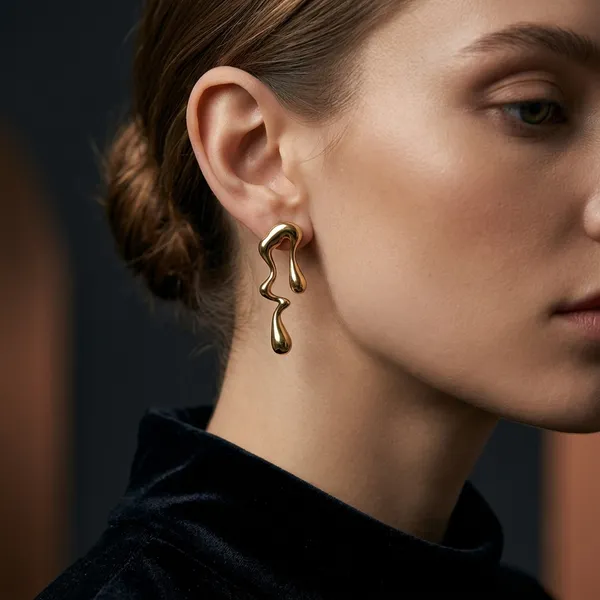 Liquid_Gold_Abstract_Molten_Earrings