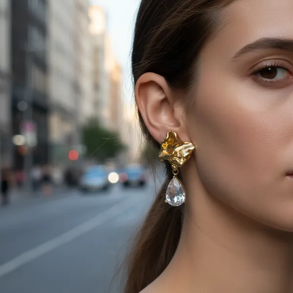 Anti-Tarnish_Gold_Abstract_Teardrop_Crystal_Dangle_Earrings
