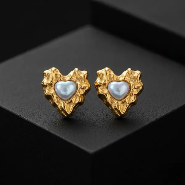 Vintage-Inspired_Textured_Gold_And_Pearl_Heart_Stud_Earrings