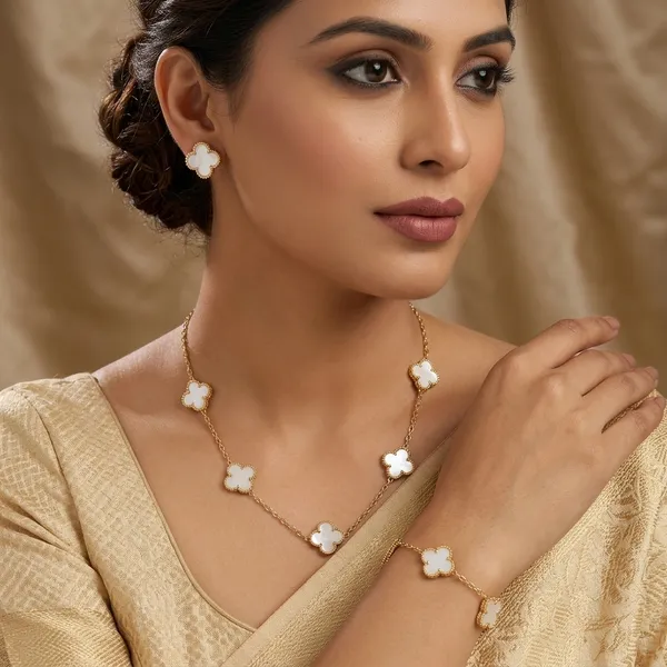 Luxury_White_Clover_Jewelry_Set_�??_Gold_Floral_Necklace,_Bracelet_&_Earrings_Set