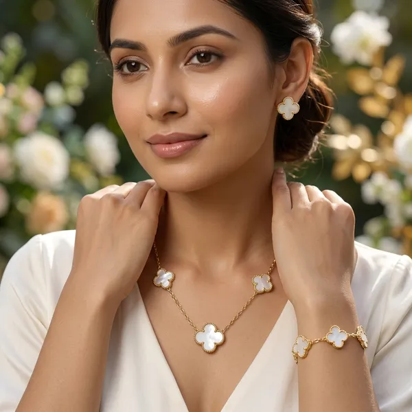 Luxury_White_Clover_Jewelry_Set_�??_Gold_Floral_Necklace,_Bracelet_&_Earrings_Set