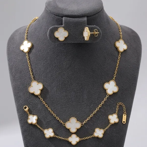 Luxury_White_Clover_Jewelry_Set_�??_Gold_Floral_Necklace,_Bracelet_&_Earrings_Set