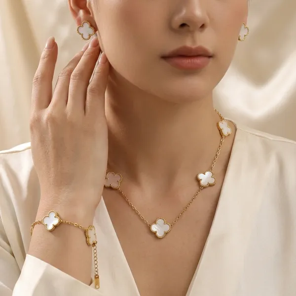 Luxury_White_Clover_Jewelry_Set_�??_Gold_Floral_Necklace,_Bracelet_&_Earrings_Set