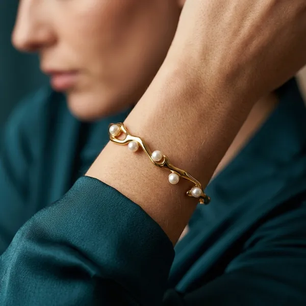 Gold_Plated_Bracelet_Organic_Pearl_Cuff