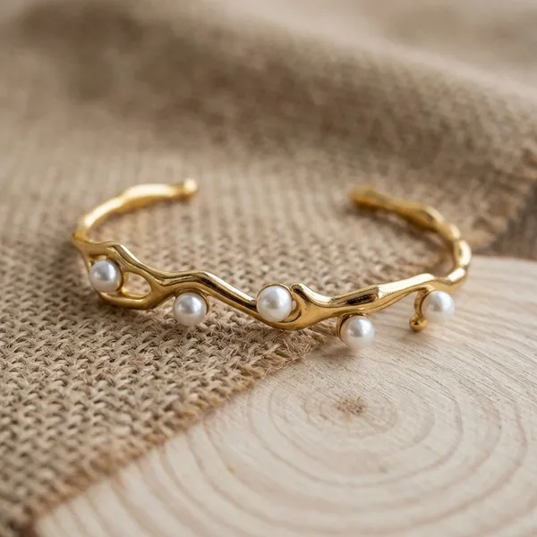 Gold_Plated_Bracelet_Organic_Pearl_Cuff