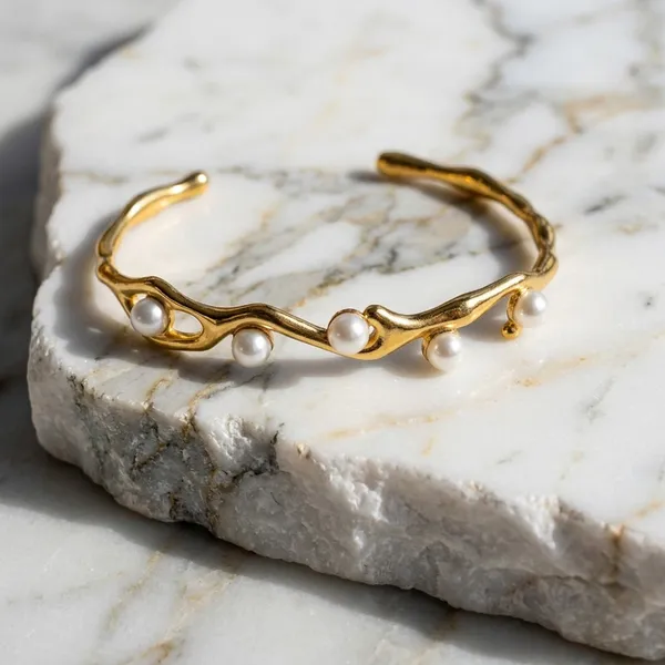 Gold_Plated_Bracelet_Organic_Pearl_Cuff