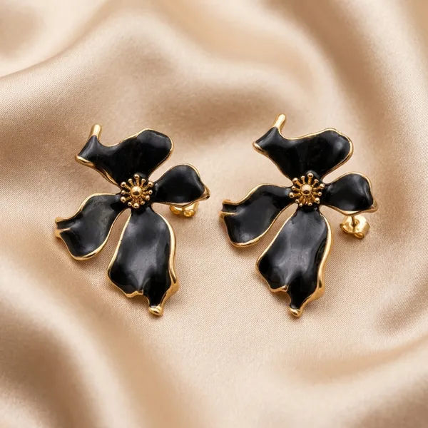 Black_Enamel_Floral_Stud_Earrings
