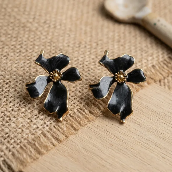 Black_Enamel_Floral_Stud_Earrings