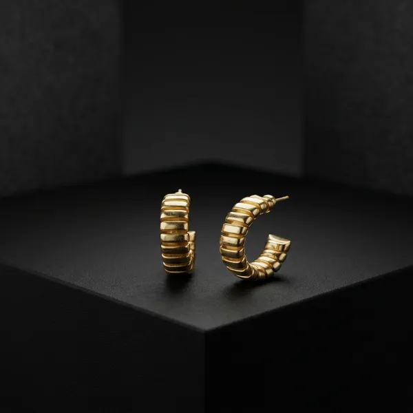 Golden_Ribbed_Hoop_Earrings