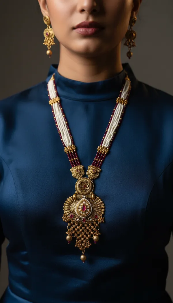 Indian_Set_Antique_Gold-Plated_Multi-Strand_Pearl_Mala_Jewelry_Set