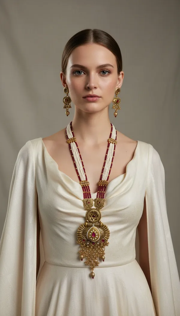 Indian_Set_Antique_Gold-Plated_Multi-Strand_Pearl_Mala_Jewelry_Set