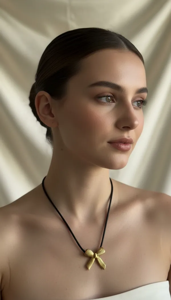 Golden_Textured_Bow_Pendant_Cord_Chain