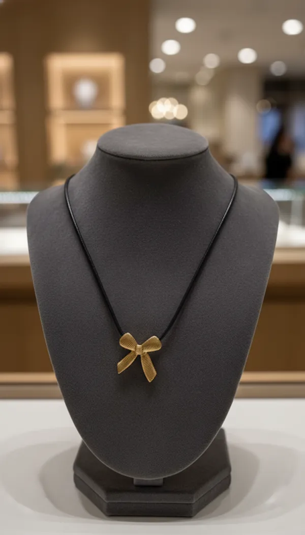 Golden_Textured_Bow_Pendant_Cord_Chain