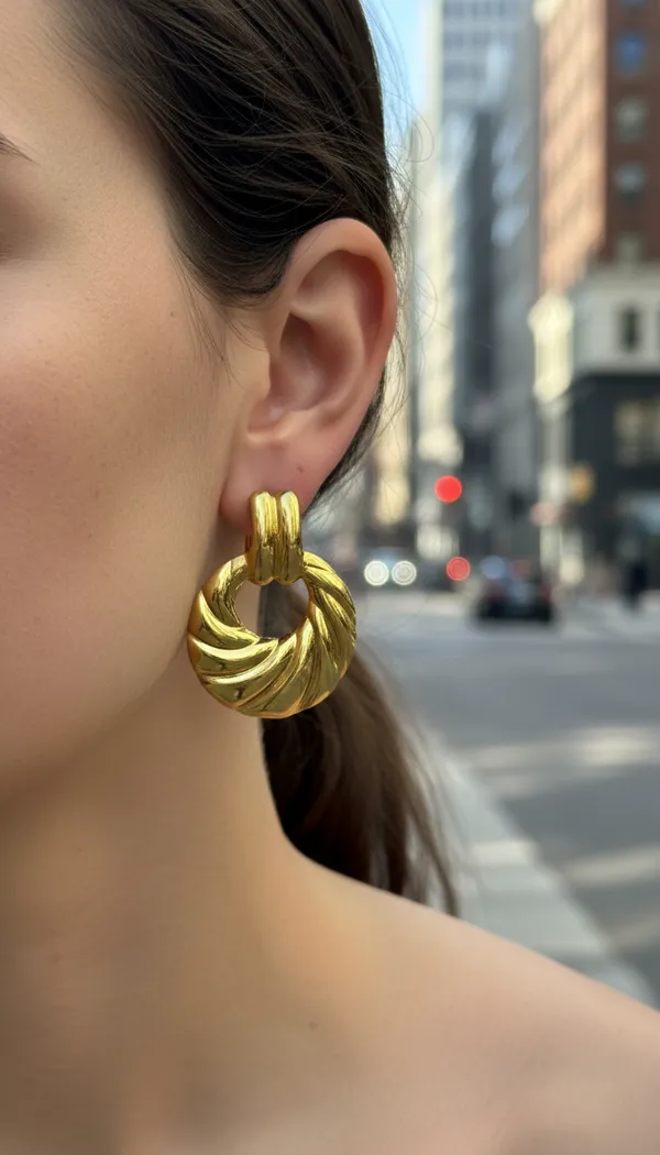 Elegant__Anti-Tarnish_Spiral_Textured_Door_Knocker_Earrings_for_Women