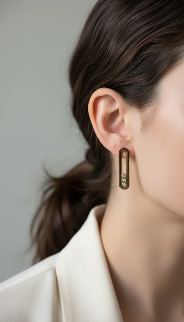Elegant_Gold-Toned_Crystal-Accentuated_Oval_Drop_Pair_Of_Earrings