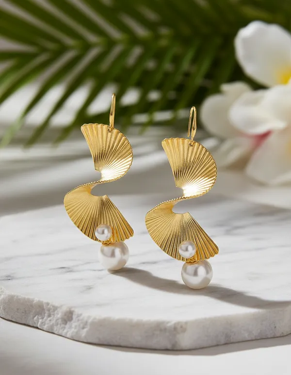 Golden_Spiral_Fan_Earrings