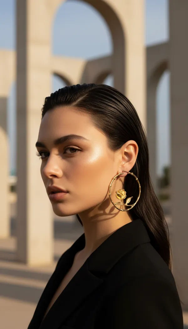 Golden_Rose_Hoop_Earrings