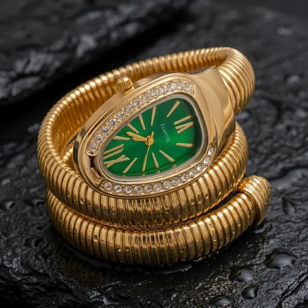 Gold-Plated_Bracelet_Watch_Snake_Serpentine_Style