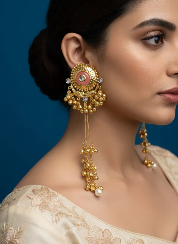 Kashmiri_Earrings_Gold_Plated_Earring_Traditional_Ghungroo_Drop