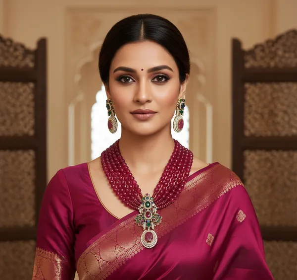 Indian_Set_Ruby_Bead_Multi-Strand_Necklace_And_Earring_Set