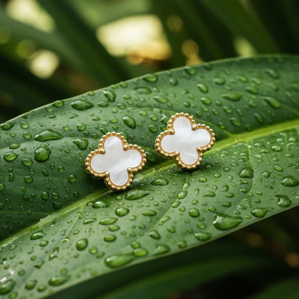 White_Mother_Of_Pearl_Clover_Stud_Earrings_|_Gold-Tone_Lucky_Floral_Earrings_For_Women_-_Pack_Of_2