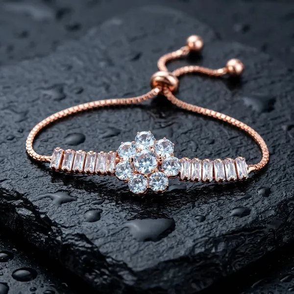 Rose_Gold_Plated_Bracelet_Adjustable_Floral_Charm