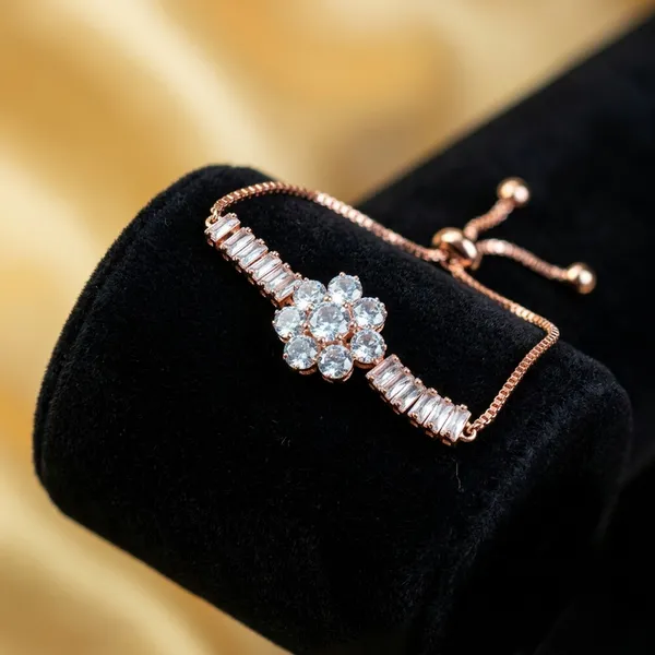 Rose_Gold_Plated_Bracelet_Adjustable_Floral_Charm