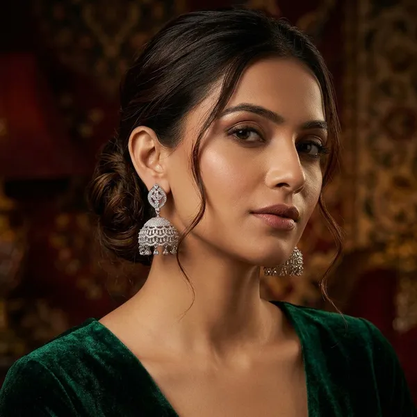 Elegant_Silver-Plated__American_Diamond_Jhumka_Earrings_for_Women_-_Traditional_Wedding_Jewelry