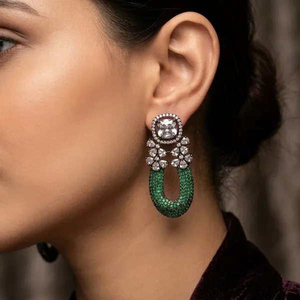 Luxury_Green_and_Clear_Zirconia__Statement_Drop_Earrings