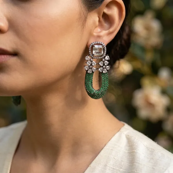 Luxury_Green_and_Clear_Zirconia__Statement_Drop_Earrings
